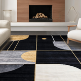 Ultra Soft Area Rug, Non Slip, Stain Resistant, Washable Area Rugs for Living Room, Bedroom, Luxurious Black and Gold Motif(Black)