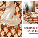 Ultra Soft Area Rug, Non Slip, Stain Resistant, Washable Area Rugs for Living Room, Bedroom, Elegant Floral Geometric Fusion(Orange)
