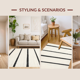 Ultra Soft Area Rug, Non Slip, Stain Resistant, Washable Area Rugs for Living Room, Bedroom, Sleek Transitional Striped Visual Appeal(Beige)