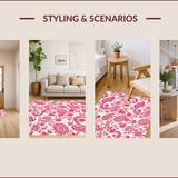 Ultra Soft Area Rug, Non Slip, Stain Resistant, Washable Area Rugs for Living Room, Bedroom, Paisley Floral Abstract Modern(Pink)