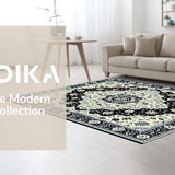 Ultra Soft Area Rug, Non Slip, Stain Resistant, Washable Area Rugs for Living Room, Bedroom, Intricate Mandala Motif in Cream(White)