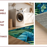 Ultra Soft Area Rug, Non Slip, Stain Resistant, Washable Area Rugs for Living Room, Bedroom, Eclectic Tropical Floral Motif(Blue)