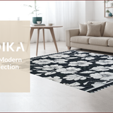 Ultra Soft Area Rug, Non Slip, Stain Resistant, Washable Area Rugs for Living Room, Bedroom, Farmhouse Grey Patio Rug for Pool Decks(Black)