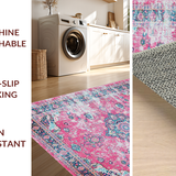 Ultra Soft Area Rug, Non Slip, Stain Resistant, Washable Area Rugs for Living Room, Bedroom, Charming Earthy Patterned Textiles(Pink)