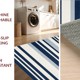 Ultra Soft Area Rug, Non Slip, Stain Resistant, Washable Area Rugs for Living Room, Bedroom, Warm Beachy Striped Elegance(Blue)