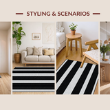 Ultra Soft Area Rug, Non Slip, Stain Resistant, Washable Area Rugs for Living Room, Bedroom, Classic Black and White Trellis(Black)