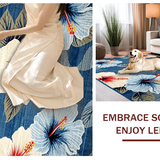 Ultra Soft Area Rug, Non Slip, Stain Resistant, Washable Area Rugs for Living Room, Bedroom, Chic Blue-Red Botanical Pattern(Blue)