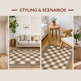 Ultra Soft Area Rug, Non Slip, Stain Resistant, Washable Area Rugs for Living Room, Bedroom, Elegant Neutral Patterned Texture(Beige)