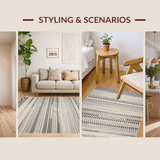Ultra Soft Area Rug, Non Slip, Stain Resistant, Washable Area Rugs for Living Room, Bedroom, Sophisticated Subtle Striped Elegance(Gray)