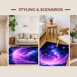 Ultra Soft Area Rug, Non Slip, Stain Resistant, Washable Area Rugs for Living Room, Bedroom, Dynamic Astral Color Burst Layout(Purple)
