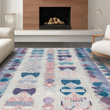 Ultra Soft Area Rug, Non Slip, Stain Resistant, Washable Area Rugs for Living Room, Bedroom, Preppy Curves Rug With Layered Bows And Playful Scallop Trim Artistic Pattern(Blue)