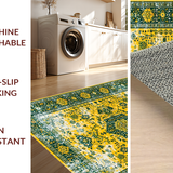 Ultra Soft Area Rug, Non Slip, Stain Resistant, Washable Area Rugs for Living Room, Bedroom, Whimsical Multi-Hued Floral Arrangement(Yellow)
