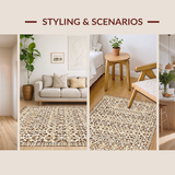 Ultra Soft Area Rug, Non Slip, Stain Resistant, Washable Area Rugs for Living Room, Bedroom, Artful Abstract Rustic Design(Brown)