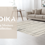 Ultra Soft Area Rug, Non Slip, Stain Resistant, Washable Area Rugs for Living Room, Bedroom, Contemporary Black & White Band Pattern Rug with Precision Striped Motifs(Black)