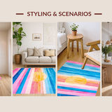 Ultra Soft Area Rug, Non Slip, Stain Resistant, Washable Area Rugs for Living Room, Bedroom, Serene Colorful Brushstroke Harmony(Pink)