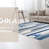 Ultra Soft Area Rug, Non Slip, Stain Resistant, Washable Area Rugs for Living Room, Bedroom, Vibrant Abstract Sea Motif(Gray)