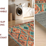 Ultra Soft Area Rug, Non Slip, Stain Resistant, Washable Area Rugs for Living Room, Bedroom, Warm Earthy Tones with Tribal Influence(Red)
