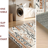 Ultra Soft Area Rug, Non Slip, Stain Resistant, Washable Area Rugs for Living Room, Bedroom, Contemporary Textured Geometric Theme(Brown)