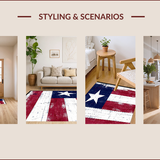 Ultra Soft Area Rug, Non Slip, Stain Resistant, Washable Area Rugs for Living Room, Bedroom, Bold Aged Flag Aesthetic(Red)