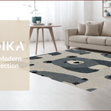 Ultra Soft Area Rug, Non Slip, Stain Resistant, Washable Area Rugs for Living Room, Bedroom, Nature-Inspired Wildlife Lodge Non-Slip Carpet(Gray)