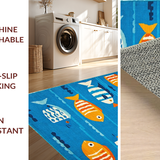 Ultra Soft Area Rug, Non Slip, Stain Resistant, Washable Area Rugs for Living Room, Bedroom, Vibrant Coastal Animal Design(Blue)