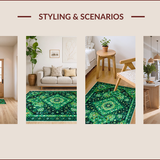 Ultra Soft Area Rug, Non Slip, Stain Resistant, Washable Area Rugs for Living Room, Bedroom, Boho Green Floral Nursery Non Slip Rug(Green)