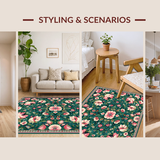 Ultra Soft Area Rug, Non Slip, Stain Resistant, Washable Area Rugs for Living Room, Bedroom, Playful Multi-Colored Medallion Blend(Green)
