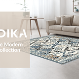 Ultra Soft Area Rug, Non Slip, Stain Resistant, Washable Area Rugs for Living Room, Bedroom, Rustic Symmetrical Ogee Theme(Blue)