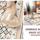 Ultra Soft Area Rug, Non Slip, Stain Resistant, Washable Area Rugs for Living Room, Bedroom, Modern Earthy Medallion Style(Beige)