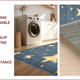 Ultra Soft Area Rug, Non Slip, Stain Resistant, Washable Area Rugs for Living Room, Bedroom, Charming Soft Grey Cosmic Motif(Blue)