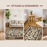 Ultra Soft Area Rug, Non Slip, Stain Resistant, Washable Area Rugs for Living Room, Bedroom, Striking Tribal Geometric Visual Appeal(Brown)