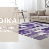 Ultra Soft Area Rug, Non Slip, Stain Resistant, Washable Area Rugs for Living Room, Bedroom, Elegant Grey Purple Symmetrical Design(Purple)