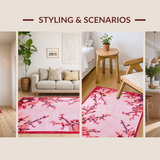 Ultra Soft Area Rug, Non Slip, Stain Resistant, Washable Area Rugs for Living Room, Bedroom, Rustic Nature-Inspired Floral Touch(Red)