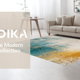 Ultra Soft Area Rug, Non Slip, Stain Resistant, Washable Area Rugs for Living Room, Bedroom, Vibrant Ombre Circle Rug in Distressed Blue Shades with Modern Touch(Blue)