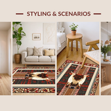 Ultra Soft Area Rug, Non Slip, Stain Resistant, Washable Area Rugs for Living Room, Bedroom, Traditional Winter Wildlife Illustration(Brown)