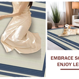 Ultra Soft Area Rug, Non Slip, Stain Resistant, Washable Area Rugs for Living Room, Bedroom, Elegant Striped Nautical Aesthetic(Beige)