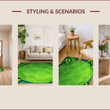Ultra Soft Area Rug, Non Slip, Stain Resistant, Washable Area Rugs for Living Room, Bedroom, Lotus Leaf Round(Green)