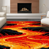 Ultra Soft Area Rug, Non Slip, Stain Resistant, Washable Area Rugs for Living Room, Bedroom, Energetic Volcano Inspired Motif(Red)