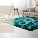Ultra Soft Area Rug, Non Slip, Stain Resistant, Washable Area Rugs for Living Room, Bedroom, Marine Life Inspired with Abstract Octopus and School of Fish Design(Blue)