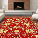 Ultra Soft Area Rug, Non Slip, Stain Resistant, Washable Area Rugs for Living Room, Bedroom, Rustic Handcrafted Petal Arrangement(Red)