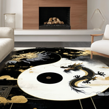 Ultra Soft Area Rug, Non Slip, Stain Resistant, Washable Area Rugs for Living Room, Bedroom, Dynamic Abstract Dragon Artistry(Black)