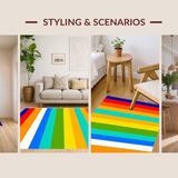 Ultra Soft Area Rug, Non Slip, Stain Resistant, Washable Area Rugs for Living Room, Bedroom, Playful Colorful Striped Arrangement(Red)