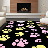 Ultra Soft Area Rug, Non Slip, Stain Resistant, Washable Area Rugs for Living Room, Bedroom, Charming Colorful Puppy Footprints(Black)