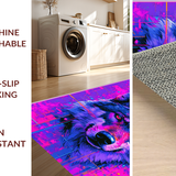 Ultra Soft Area Rug, Non Slip, Stain Resistant, Washable Area Rugs for Living Room, Bedroom, Vibrant Wildlife Art Deco Style(Purple)