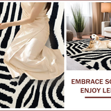 Ultra Soft Area Rug, Non Slip, Stain Resistant, Washable Area Rugs for Living Room, Bedroom, Non Skid Zebra Runner for Home Office Decor(Black)