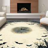 Ultra Soft Area Rug, Non Slip, Stain Resistant, Washable Area Rugs for Living Room, Bedroom, Haunted Manor Rug - Eerie Victorian Gothic Decor with Spectral Designs(Gray)