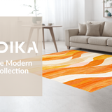 Ultra Soft Area Rug, Non Slip, Stain Resistant, Washable Area Rugs for Living Room, Bedroom, Elegant Swirling Fluidic Design(Orange)