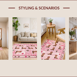 Ultra Soft Area Rug, Non Slip, Stain Resistant, Washable Area Rugs for Living Room, Bedroom, Trendy Pink Cowgirl Playroom Round Rug(Pink)