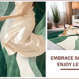 Ultra Soft Area Rug, Non Slip, Stain Resistant, Washable Area Rugs for Living Room, Bedroom, Contemporary Subtle Leaf Design(Green)