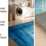 Ultra Soft Area Rug, Non Slip, Stain Resistant, Washable Area Rugs for Living Room, Bedroom, Cerulean Echo Rug, Aqua Haze, Subtle Stripe Floor Art(Blue)